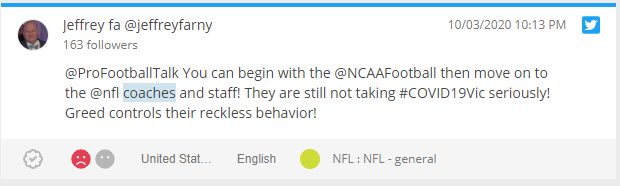 Social insight - Twitter User and NFL